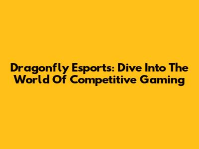 Dragonfly Esports: Dive Into The World Of Competitive Gaming